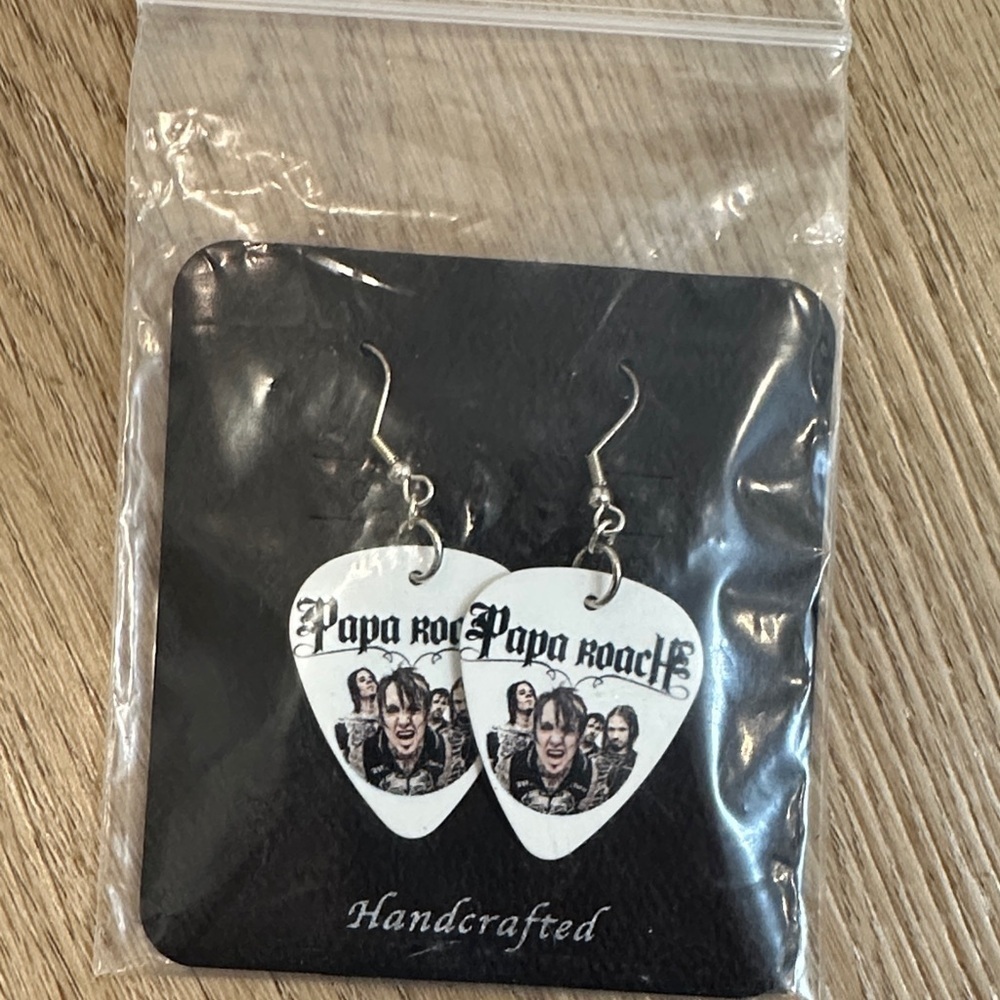 Papa Roach Habdmade Guitar Pick Earrings